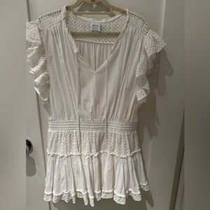 MISA WHITE EYELIT DRESS